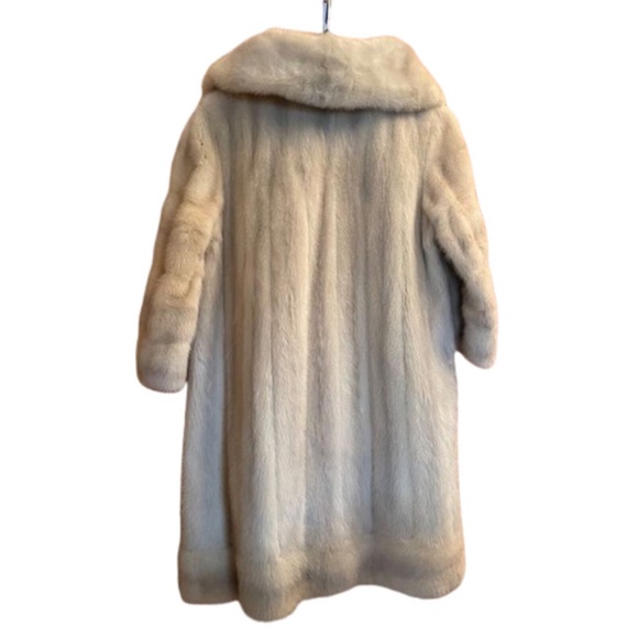 Vtg 50s 60s Cream Brown Set Back Collar Mink Coat M/S - Picture 8 of 12
